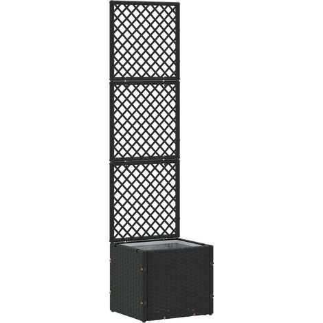 Cache-pot de jardin rectangulaire moderne style épuré extérieur 35 x 30 x 135 cm en métal noir (1/5)
