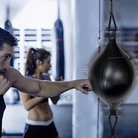Ballon d'entraînement MMA en cuir PU avec corde élastique renforcée pour boxe et fitness à domicile (1/5)