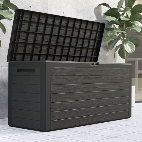 DEUBA® Baule da giardino XXL 280 L cassapanca richiudibile 2 maniglie 116 x43 x54cm box esterno contenitore effetto legno