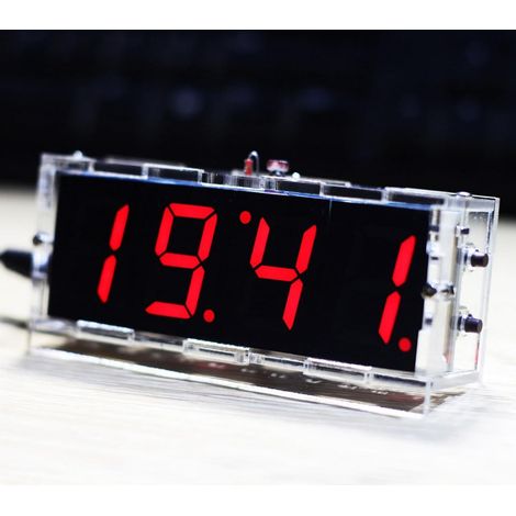 Reloj digital LED de cuatro dígitos para armar uno mismo, kit de soldadura electrónica, con pantalla RGB, formato de 12/24 horas, alarma, cronómetro y temporizador de cuenta regresiva, kit educativo. (1/2)
