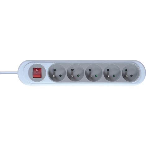 DEBFLEX - NOLA BLOC 5 PRISES 2P+T 16A AVEC INTERRUPTEUR 1M30 GRIS CLAIR - 716033