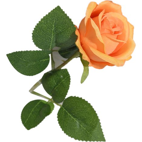 Roses artificielles en soie pour salon, éléments décoratifs, rose artificielle unique en soie, orange (1/5)