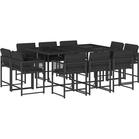 Maison Exclusive - Set de comedor jardín 11 pzas con cojines ratá (1/5)