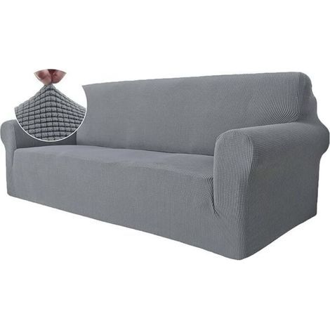 Housse Canapé 3 Places avec Accoudoirs Housses de Canapé extensible Universelle Housse Antidérapante housse canapé Gris Clair (1/4)