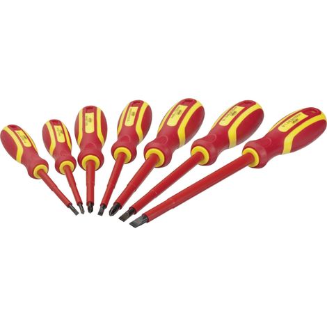 Vigor VDE Jeu de tournevis 7 pièces vis à fente, cruciforme Phillips C73297 (1/5)
