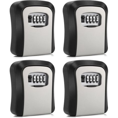 Set mit 4 wandmontierten Schlüsselsafes mit Zahlenschloss (4-stelliger Code), schwarz und grau (1/5)