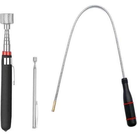 DBBEGK Outils de ramassage magnétique télescopiques : outils de ramassage magnétique télescopiques, outils de ramassage magnétique rétractables, tiges de ramassage magnétique à ressort pliables (1/4)