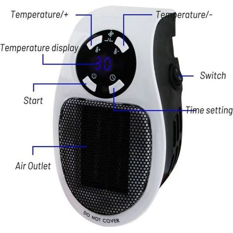 Chauffage Electrique - 350 W - Thermostat Reglable - Affichage LED - Protection Contre La Surchauffe - 1 Unite (1/4)