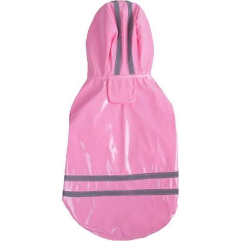 Impermeabile da esterno per cuccioli con cappuccio, giacca impermeabile in PU riflettente per cani e gatti, abbigliamento (rosa) (1/4)