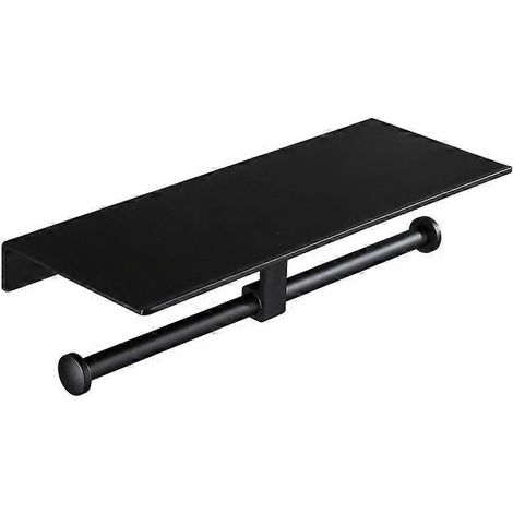 Porte-papier toilette noir double rouleau, sans perforation, boîte à mouchoirs, support pour téléphone portable, hôtel (1/4)