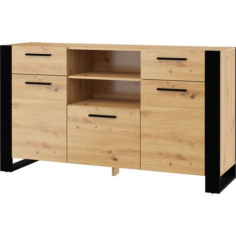Cómoda NUKA C 197,5 cm roble artesanal / negro mate (1/4)