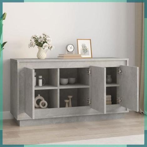 831889 Buffet gris béton 102x35x55 cm bois d'ingénierie (1/5)