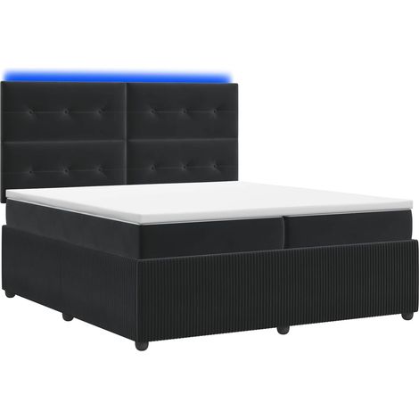 Letto Box Spring LED con Materasso Nero 200 x 200 cm Velluto vidaXL (1/5)