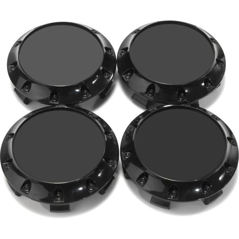 Set of 4 Wheel Centre Caps Diameter: Front 75 mm (3 Inch)/ Back 68 mm (2.7 Inches) Black (1/5)
