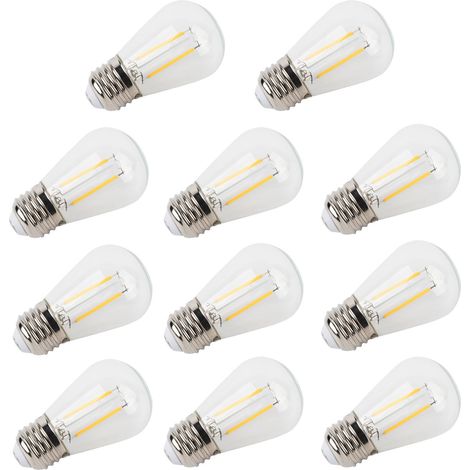 10 Stück Vintage-Glühbirnen S14 E27, 180 lm, transparentes Glas, LED-Filament, 2 W, 110 V, warmweißes Licht (1/5)