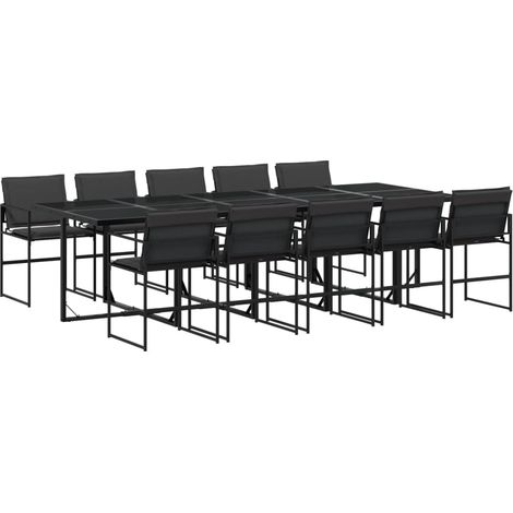 Maison Exclusive - 11-tlg. Garten-Essgruppe mit Kissen Schwarz Te