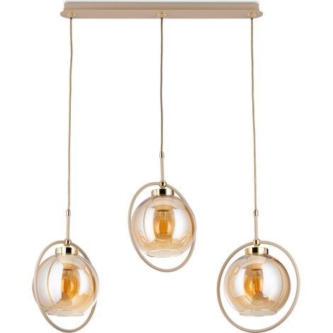 L谩mpara colgante Galaxy de cristal beige 3xE27