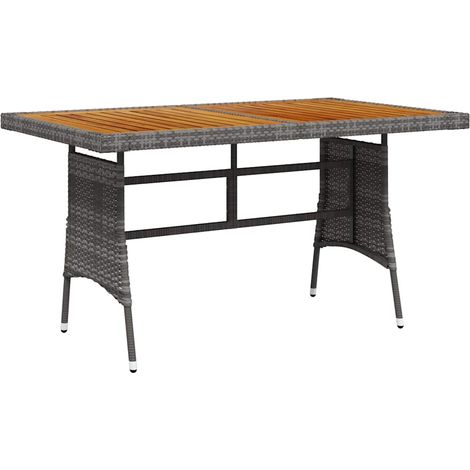 vidaXL Tavolo Giardino Grigio 130x70x72cm Polyrattan e Massello (1/4)