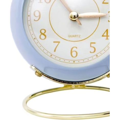 Réveil de chevet rond, silencieux, à quartz, résistant à la corrosion, avec veilleuse intégrée, couleur orchidée, pour la chambre ou l'école. Base circulaire. Couleur : orchidée. (1/4)