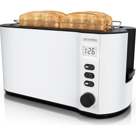 Arendo Langschlitz-Toaster für 4 Scheiben, Doppelwandgehäuse, integrierter Brötchenaufsatz, Bräunungsgrade 1-6, Brotzentrierung (1/5)