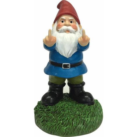 Nain De Jardin,15cm Statue De Nain De Jardin Humour Exterieur, Nain De Jardin Doigt d'honneur, GNOME De Jardin en Résine Exterieur pour Home Pelouse Backyard Decor, Palette Complète De Couleur，Superma (1/5)