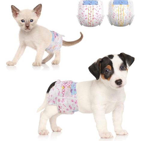 Couches Jetables pour Chien Femelle - Super Absorbant Anti-fuite, pour la Saison, Incontinence, Chaleur, Période - Couches pour Chat - XXS 48 Pièces (1/5)