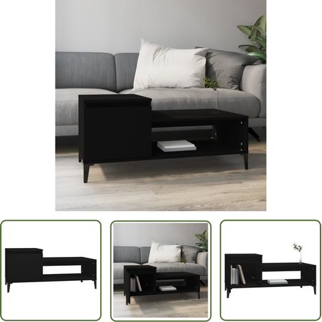 The Living Store Couchtisch Schwarz 100x50x45 cm Holzwerkstoff - Couchtisch - Wohnzimmerstil - Holzwerkstoff Möbel - Schwarz - Sideboard (1/5)