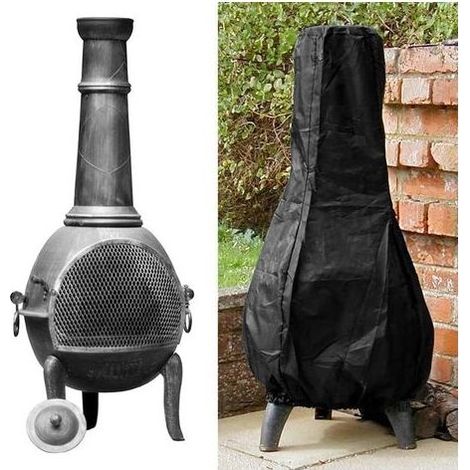 Copertura per camino da esterno, impermeabile e resistente ai raggi UV, protezione da pioggia e sole, altezza 1,2 m, colore nero (1/5)