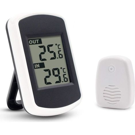 Termómetro digital LCD inalámbrico para uso interior o exterior, mini sensor de temperatura ambiente, blanco (1/5)