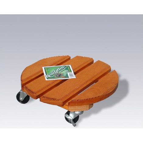 Support Pot Avec Roulette Rond Bois, H.9.5 X L.30 Cm (1/2)