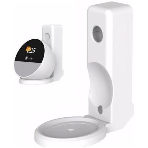 BUNTHAUS Lntyq Support de prise pour spot mural - Support pour haut-parleur Google - Gestion des câbles intégrée - Support mural - Accessoires sans perçage - Compatible avec Echo Spot (blanc) (1/5)