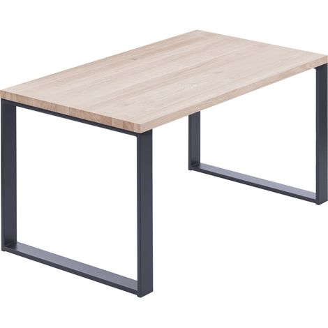 LAMO Manufaktur Esstisch Küchentisch, 140x60x76 cm (AxBxH), Modern, Roh / Anthrazit, LNG-01-A-001-7016M