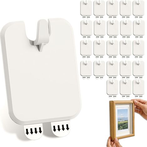 24 Pièces Accroche Tableau Sans Percer, Crochets pour Tableaux Autocollants Forte Capacité de Charge, Clou Adhésif pour Cadre Photo, Accroche Tableau Mur Autocollant pour Accrocher Cadres, Tableaux (1/5)