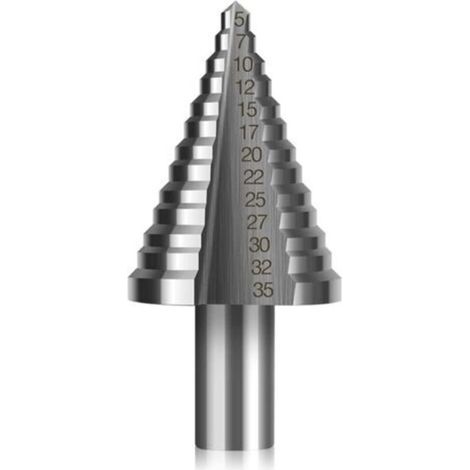 Foret Fraise Meche Etage HSS,Foret Étagé Fraise Conique à Double Fente (5mm-35mm) avec Revêtement Titane (1/5)