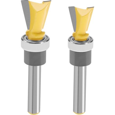 Lot de 2 fraises à queue d'aronde pour défonceuse avec roulement - Outils de fraisage pour contreplaqué, bois dur, bois tendre, MDF (1/5)