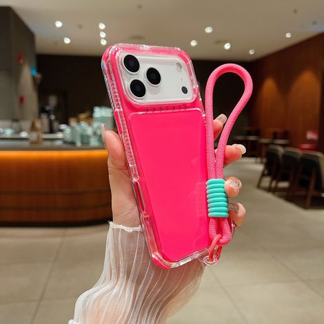 Coque de téléphone antichoc aux couleurs acidulées pour iPhone 11 Pro Max rose rouge, avec cadre en matériaux mixtes. (1/5)