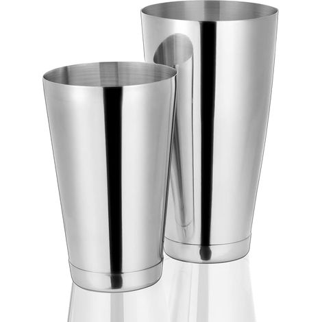 Ensemble de shakers à cocktail en acier inoxydable, shaker professionnel Boston, shaker Martini en deux pièces et agitateur de barman – Fournitures de barres en argent, avec shaker en métal lesté (1/5)