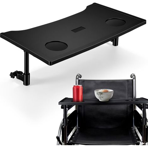 Table pliante en fauteuil roulant avec plateau amovible et porte-gobelet pour personnes âgées Table à manger légère et portable pour fauteuils roulants (1/5)