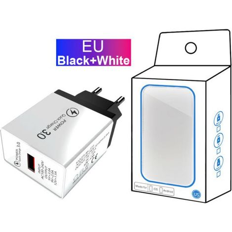 Chargeur Portable QC3.0 - 5 V 9 V 12 V - Pour Téléphone Et Tablette - Prise Européenne - 1 Pièce (1/5)