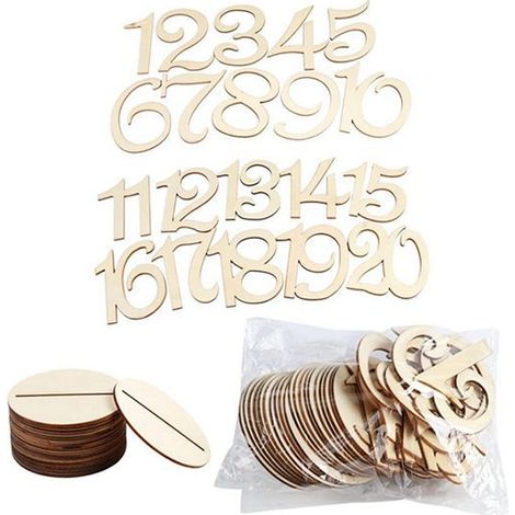 20 couleurs : couleur bois matériau : bois 1 à 20 plaques de numéro de table en bois avec socles plaques de mariage. (1/5)