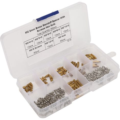 Kit de 180 entretoises, écrous et vis unidirectionnels en acier au carbone, avec boîte M2 (1/5)