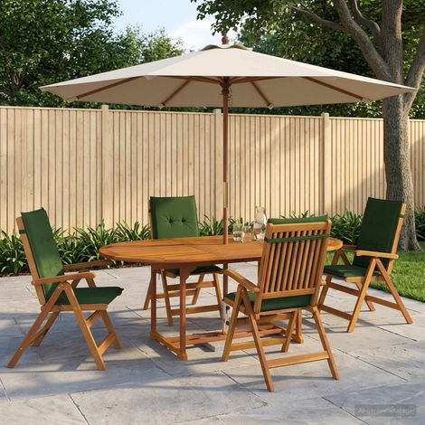 vidaXL Juego de comedor de jardín de 5 piezas Natural (1/5)