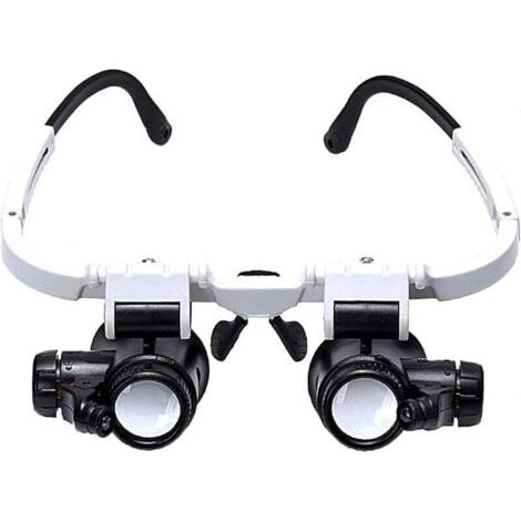 Magnifying Glasses with 2 LED Lights, Binocular Magnifier Lamp for Watchmaking, Reading, Jewelry Making, Sewing, 8X-15X-23X