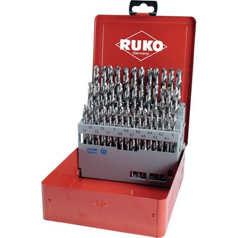 Set di punte elicoidali DIN 338 tipo N D.1-5.9mmx0.1mm HSS 50 pezzi, scatola di metallo RUKO