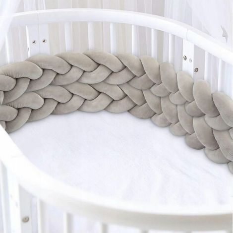 Raro cuscino con perla, intrecciato a tre fili, 2 m, grigio