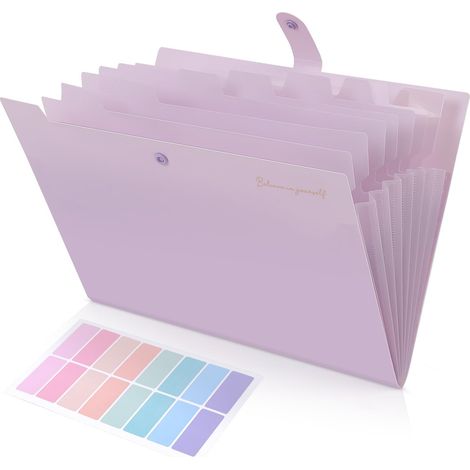 Trieur Document, Trieur 8 Compartiments A4, Dossier Rangement Documents Avec L'étiquettes, Rangement Papier/Pochette Document Pour Bureau, Maison, École(Mauve pastel) (1/5)