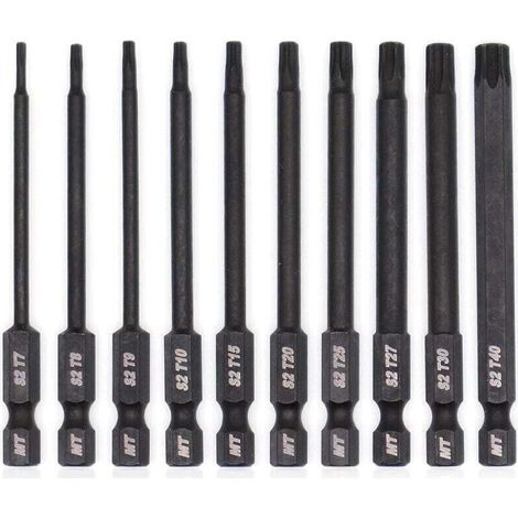 Torx-Bit-Set für Schraubendreher/Bohrschrauber/Schlagschrauber – 10-teilig, 8 cm, hochwertige Wärmebehandlung, Phosphatbeschichtung, hitzebeständig