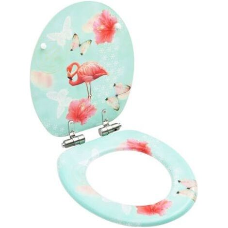 Toilet lid seat with soft close lid MDF Flamingo (1/4)