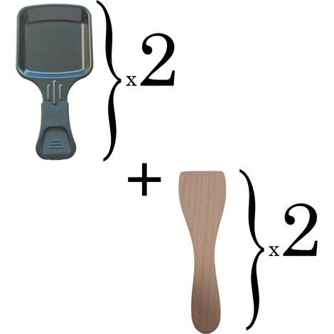 Ersatzteil - Satz von 2 Raclette-Pfännchen und 2 Holzspateln - - TEFAL, MOULINEX