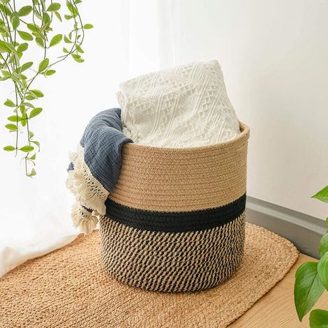 Panier Tissé en Coton et Lin - Panier pour Plantes d'Intérieur - Avec Poignées - Compatible avec Pot de 13 à 19 cm - 20 / 25 / 30 cm - 1 Pièce (1/5)